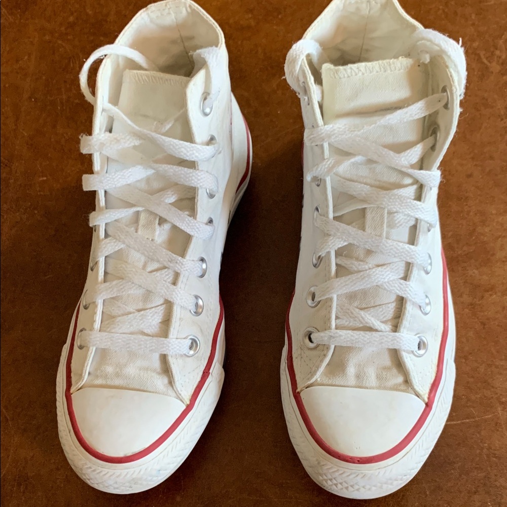 Converse White and Red High-Top Sneakers - Picture 2 of 3